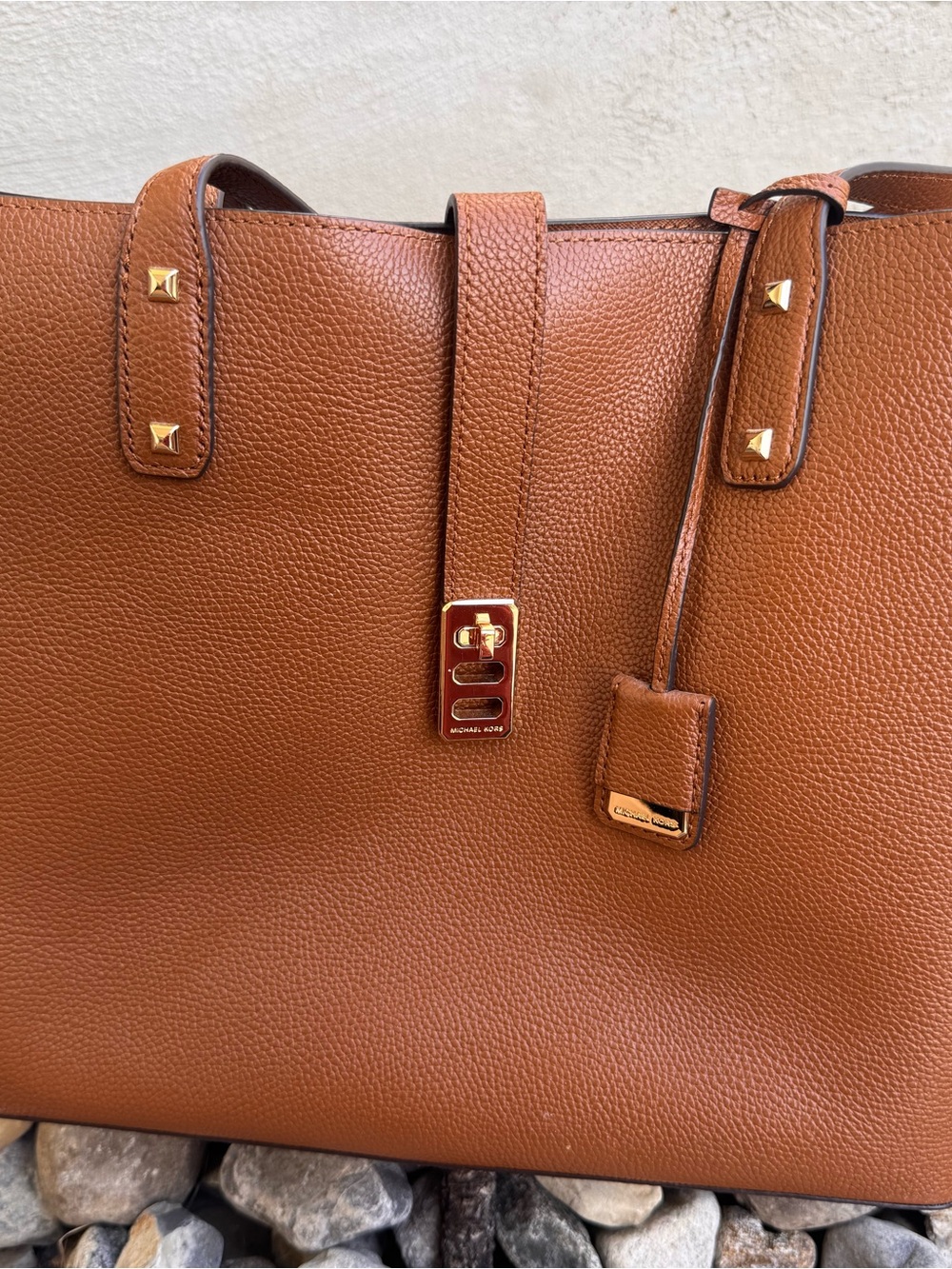 Michael Kors Tan Pebbled Leather Tote with Gold Hardware